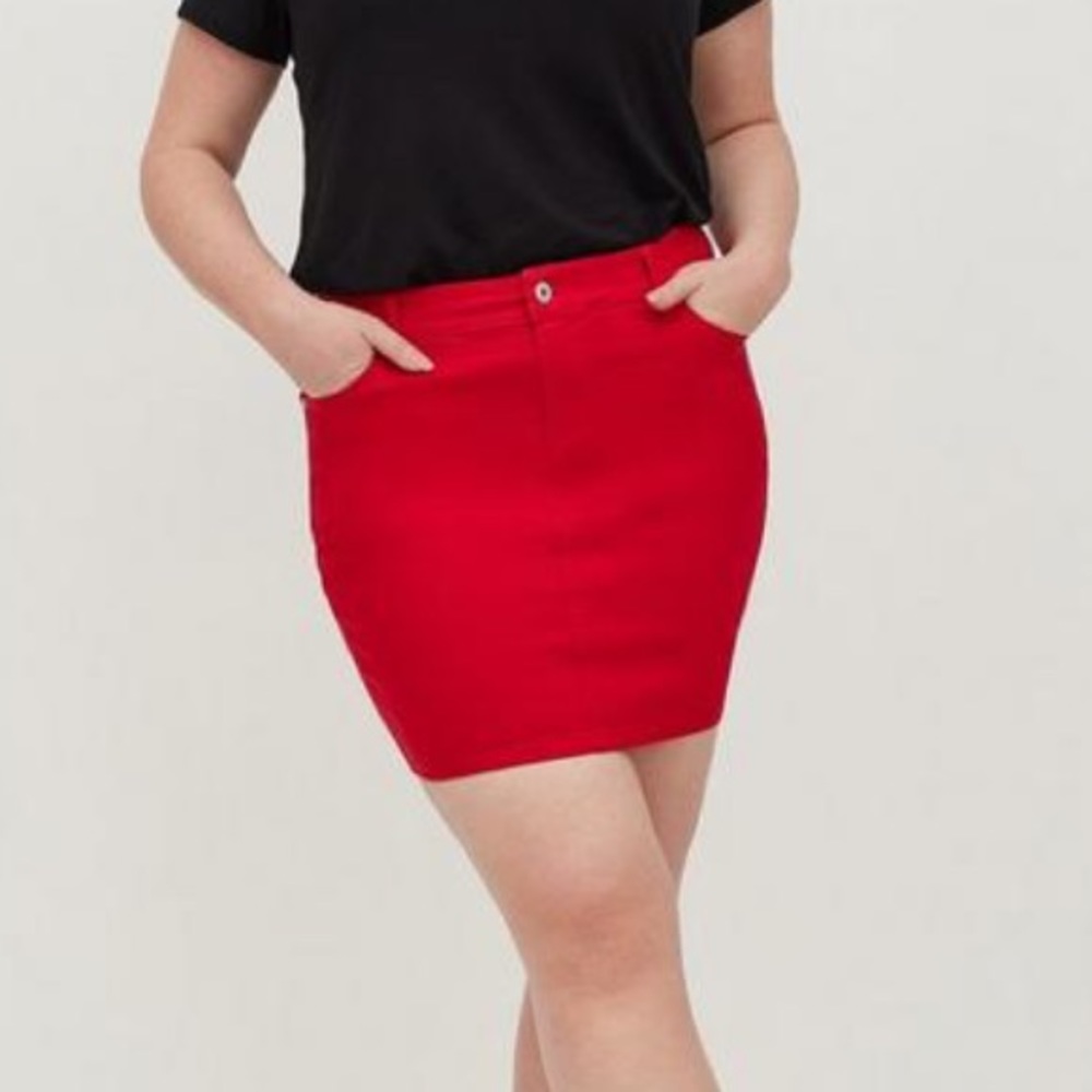 Torrid Ruby Red Denim Mini Skirt